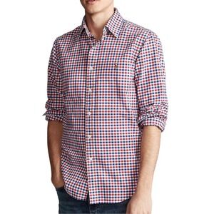 Polo Ralph Lauren Mens Size XL Cotton Oxford L/S Shirt Checked Red White Blue
